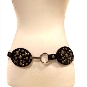 Calvin Klein Leather, Metal and Gold Studs Belt